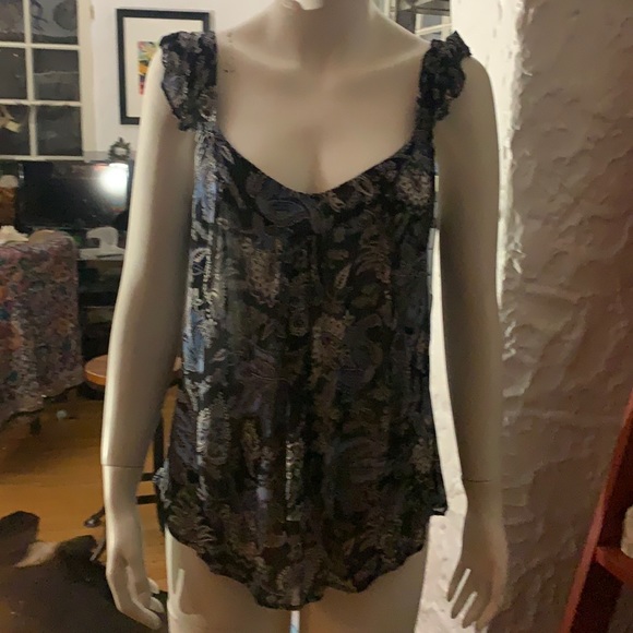 Ruffle strap vintage inspired tank blouse - Picture 1 of 6